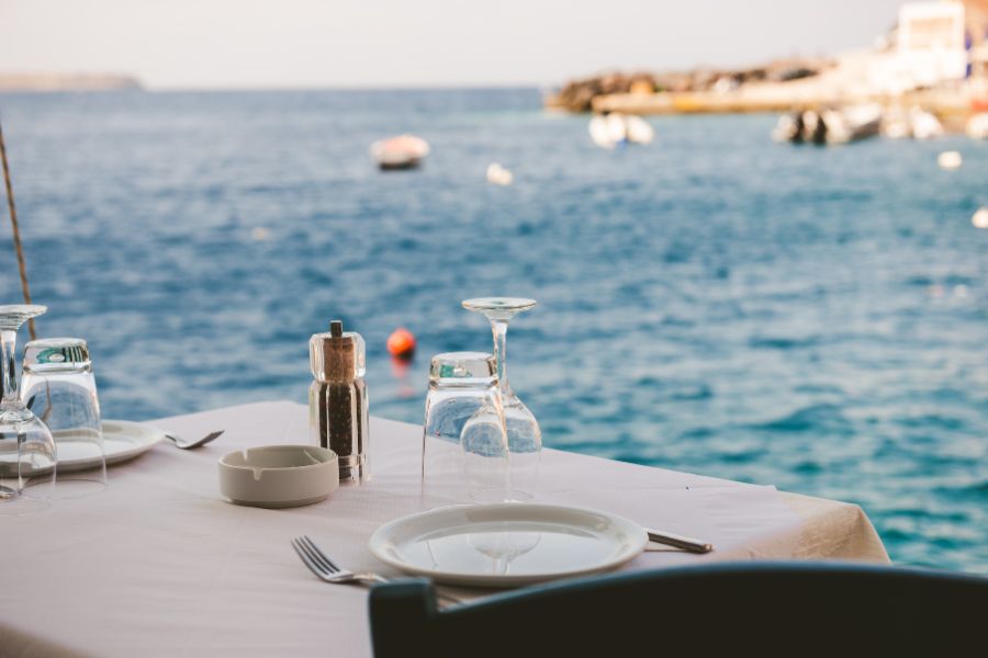 dinner table by the sea